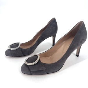 Sergio Rossi Womens Pumps Slip On Suede‎ High Heels Dark Gray Size 36 Size 6
